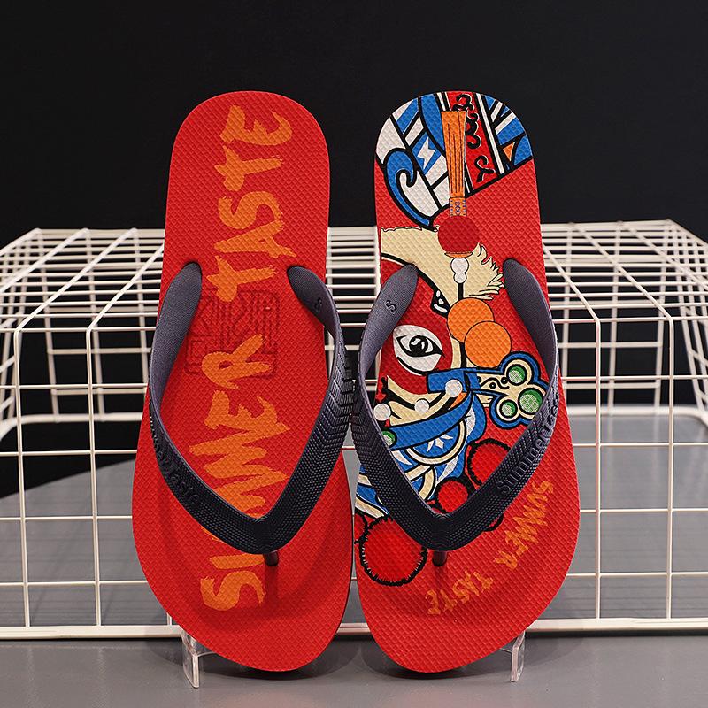Slippers men's new outdoor pinch men's non-slip personalized sandals Guochao flip-flops trend wearing beach shoes