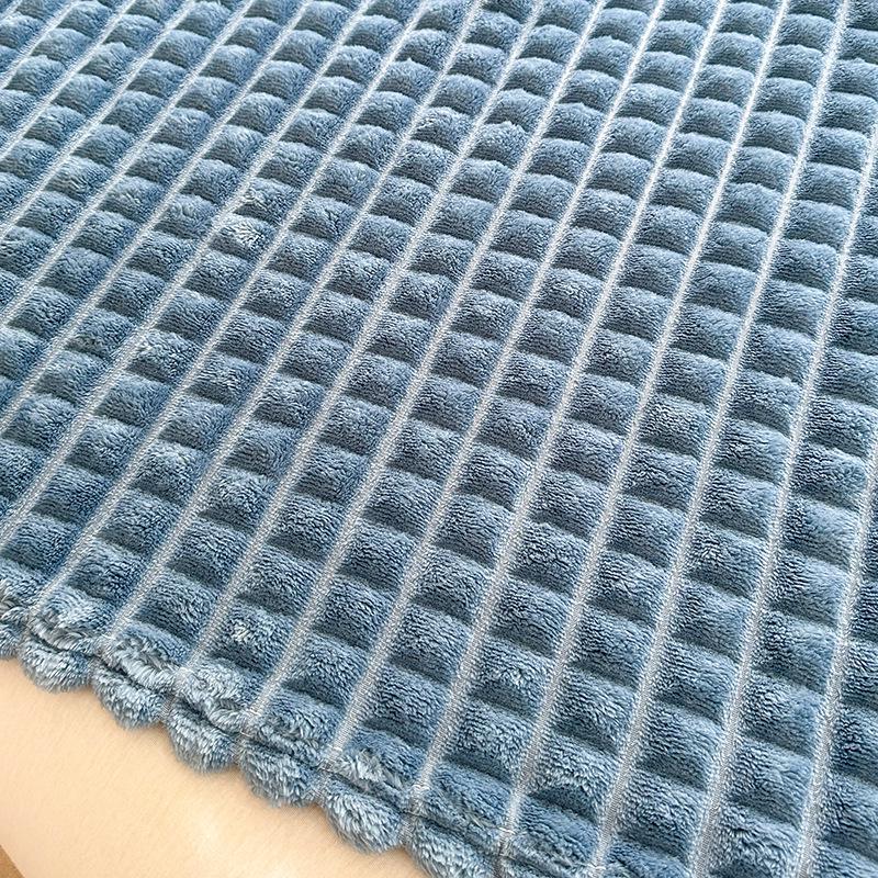 Faux Fur Rabbit Hair Plaid Striped Sofa and Nap Blanket