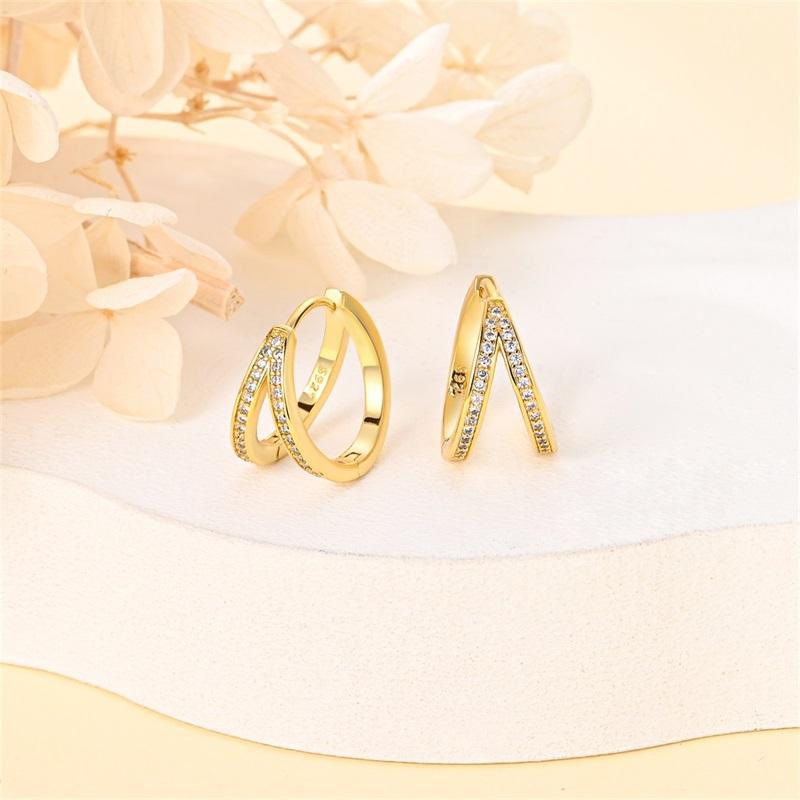 100% 925 Sterling Silver Rose Gold Heart Geometric Pave CZ Hoop Earrings For Women Wedding Engagement Birthday Jewelry Gift 2023
