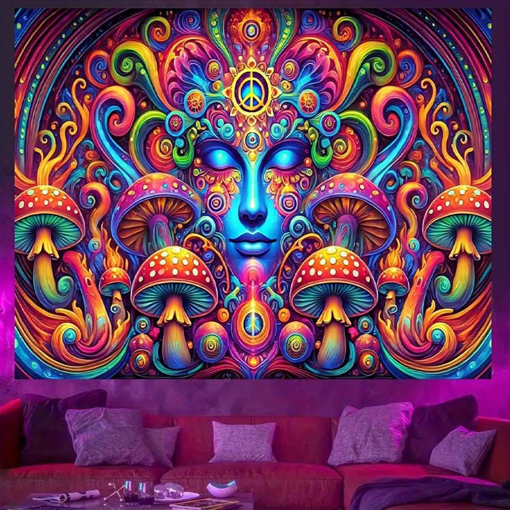 Halloween Psychedelic Mushroom Face Tapestry Eyebrow Music Studio Hippie Style Living Room Spiritual Space Room Decor