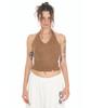 TOOMUCHTAX Suede Halter Tank Top Brown