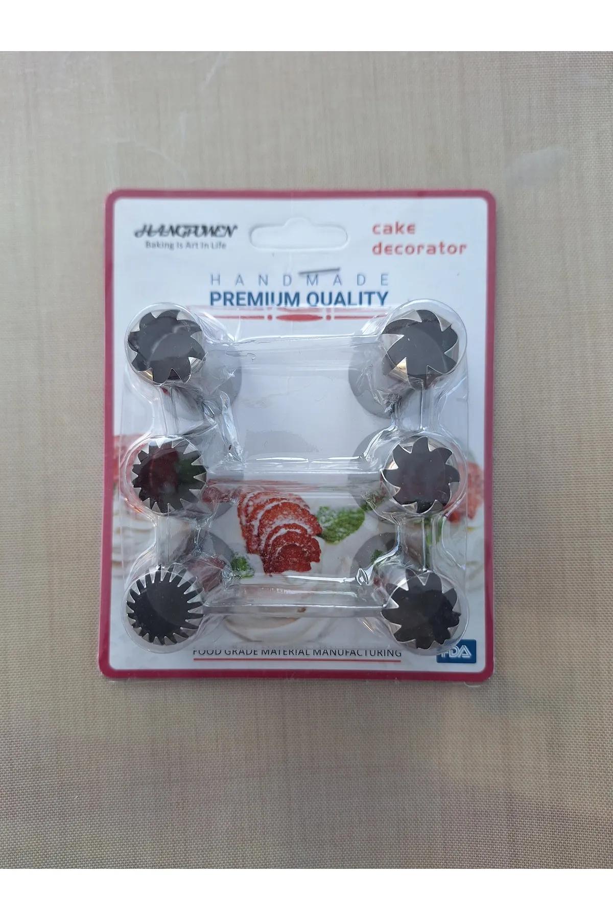 

6-Piece Stainless Steel Whipped Cream Piping Tip Set Professional Nozzles for Whipped Cream and Pastry Design