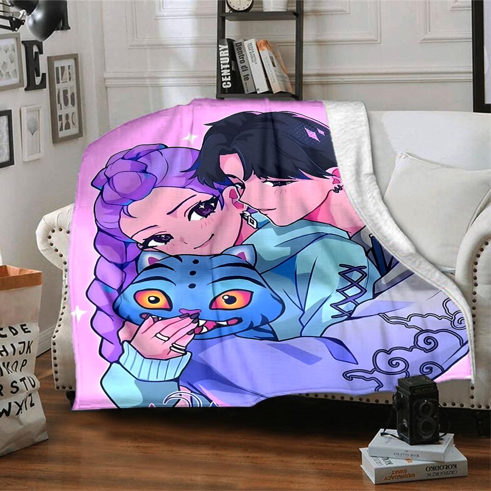 1pc KPop Demon Hunters18 Blanket, Gift, for Men and Women, Soft Blanket, Good for Sofa Bed Couch Travel, Lightweight Flannel Blanket