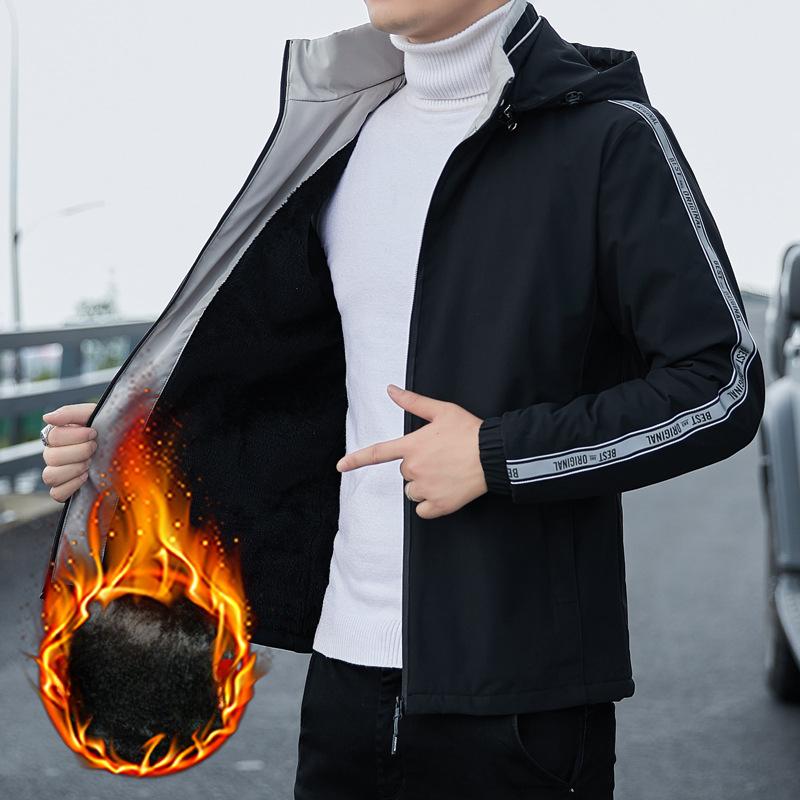 Men's Jacket Autumn and Winter Thickened Velvet Brand Trendy Handsome Casual Tops Young Men's Clothing