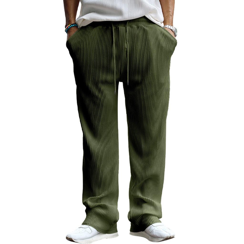 Men's Casual Trousers Men's Loose Straight Striped High Waist Wide Leg Trousers