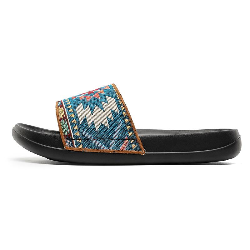 

Slippers men s outer wear summer wear-resistant soft bottom non-slip casual lazy one-pedal comfortable slippers 371256-J 44 чёрный