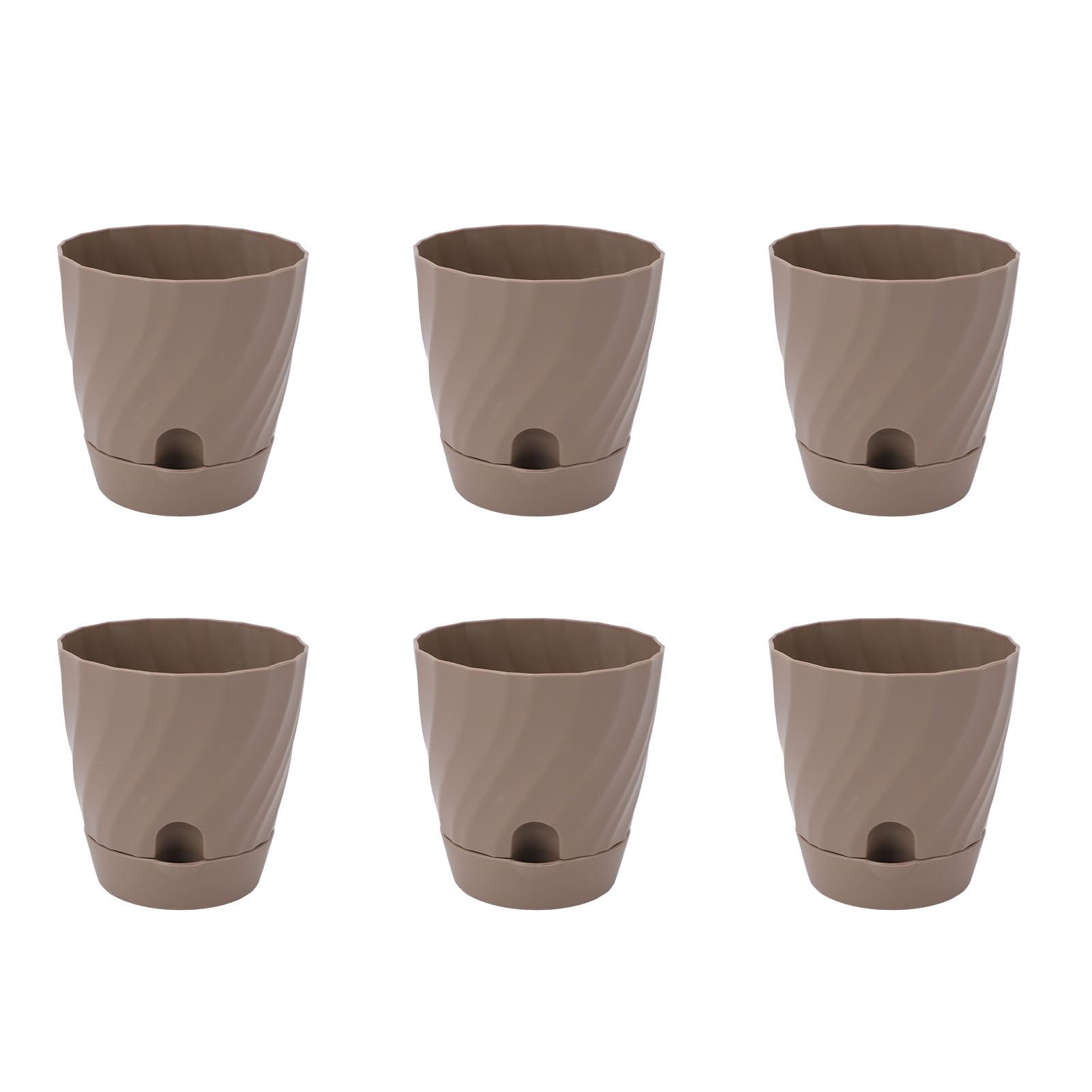 

6 шт. Пластиковый цветочный горшок Садовый контейнер для растений Легкий пластиковый кашпо для дома Балкона Сада коричневый