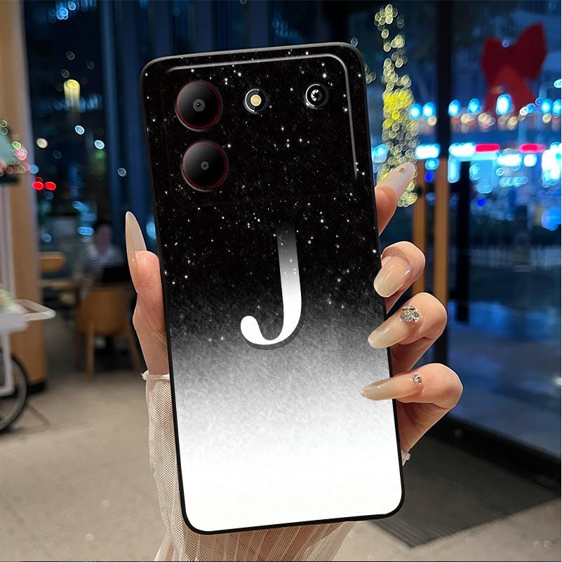 Case For ZTE Blade A54 4G Soft Silicone Black Shell ZTE Blade A54 4G Beautiful Letter Starry Sky Pattern Anti-scratch Cover