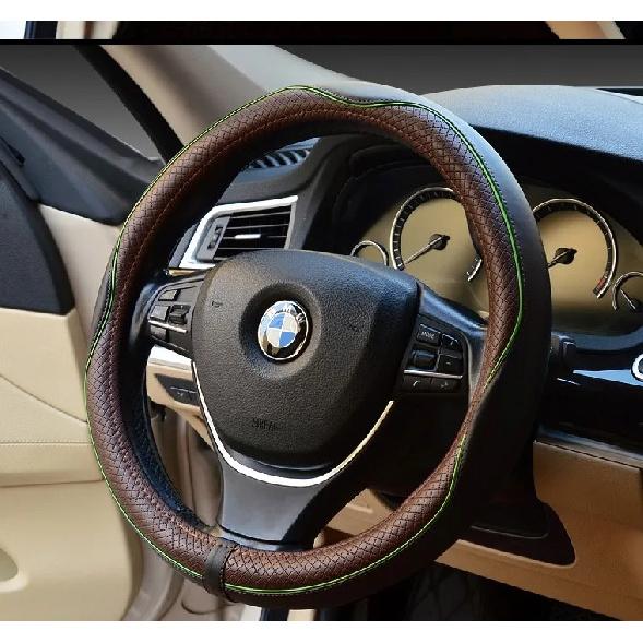 Universal 38cm Car Steering Wheel Cover Leather Braid For Steering Wheel Cowhide Car Steering Wheel Wrap