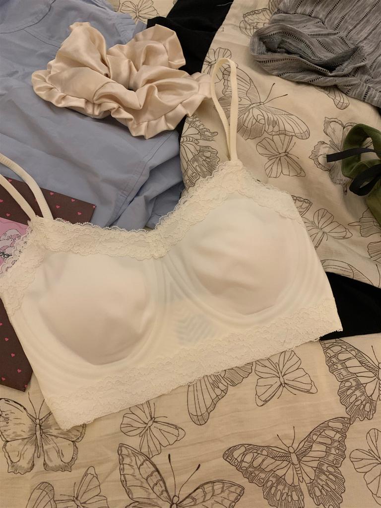 Seamless Lace Bandeau Camisole Bra, Wireless Push Up Anti-Exposure Thin Bra for Small Bust Women