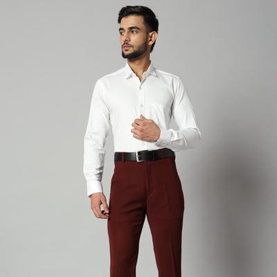 Camisa masculina formal de algodão cetim manga comprida branca - 90% algodão penteado 10% cetim