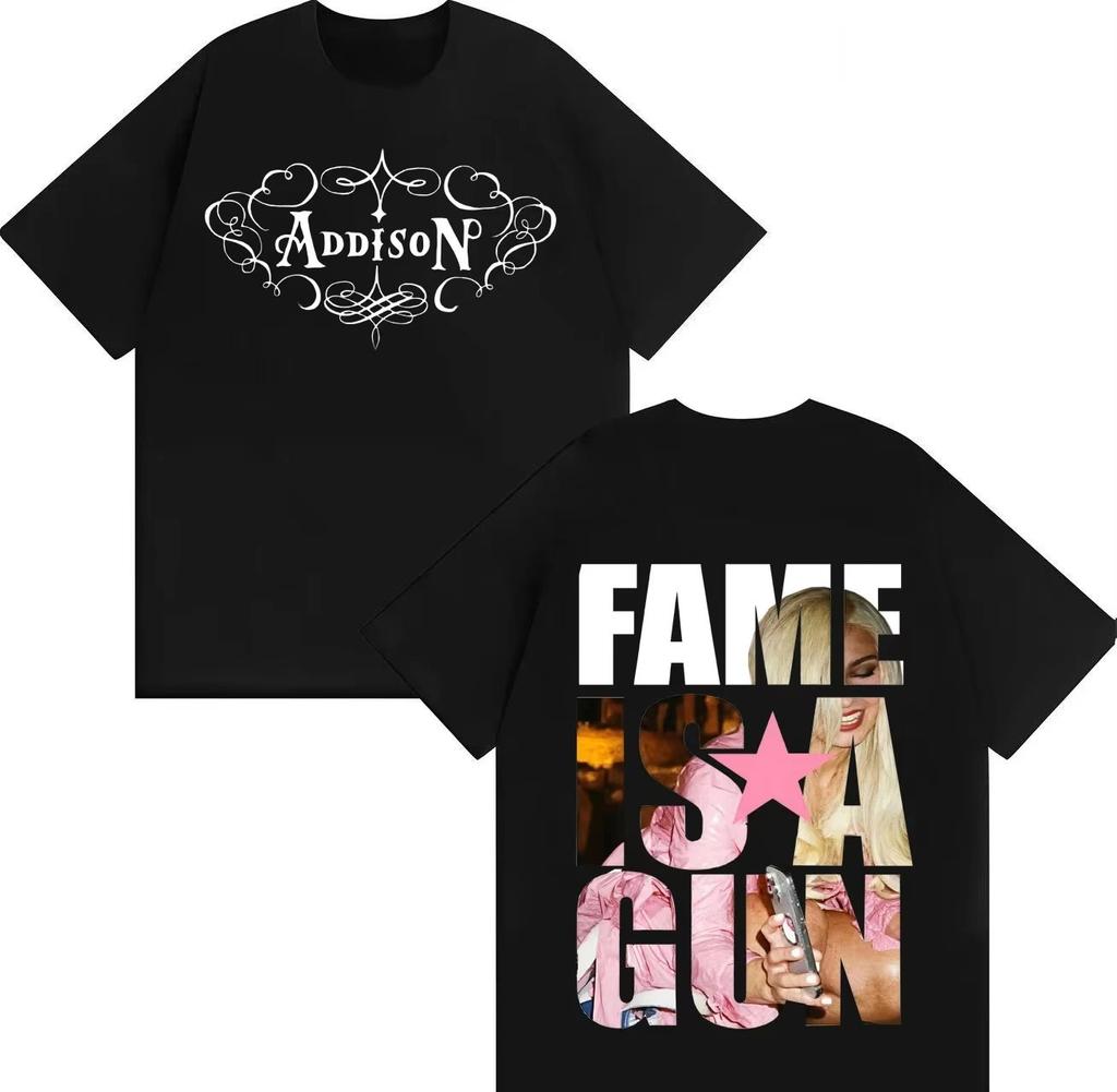Cotton Crewneck Y2K Short Sleeve Tee Singer Addison Rae T Shirt Hipster Unisex Women Gothic Music TShirt Hip Hop Unisex Shirt