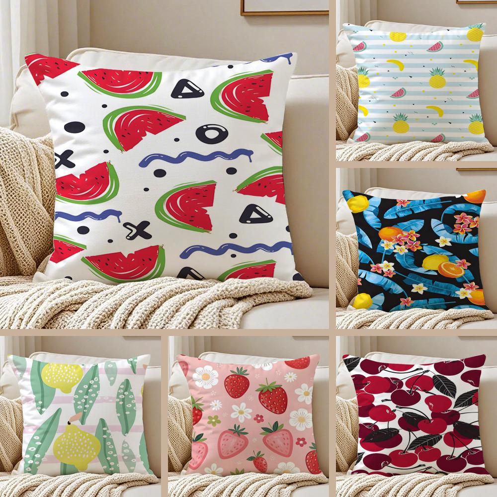 Full Print Pattern of Fruits Cushion Cover Pillowcase Antidustmite Living Room Sofa Decor Cushion Room