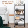 5-Tier Rolling Storage Trolley with Removable Steel Baskets, Black