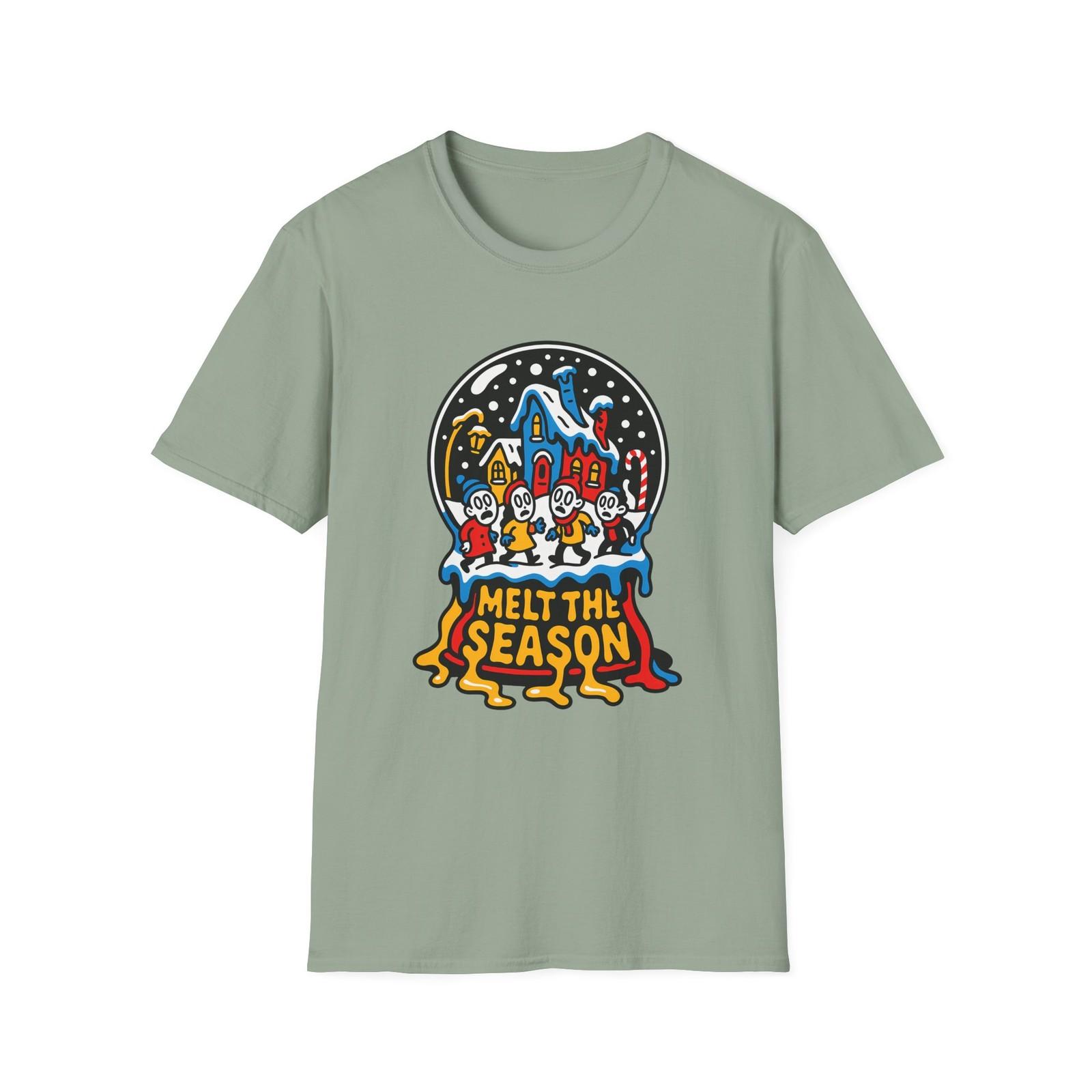 Unisex Softstyle T-Shirt Mens Womens Tees Top Surreal Melting Snowglobe Funny Christmas Design S