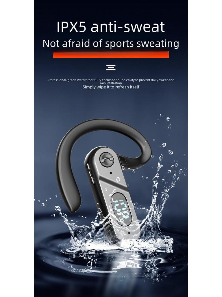 V28 Bone Conduction Wireless Headset: Large Battery, Digital Display, Voice Control, Not In-ear, Ideal for Sports & Business.
