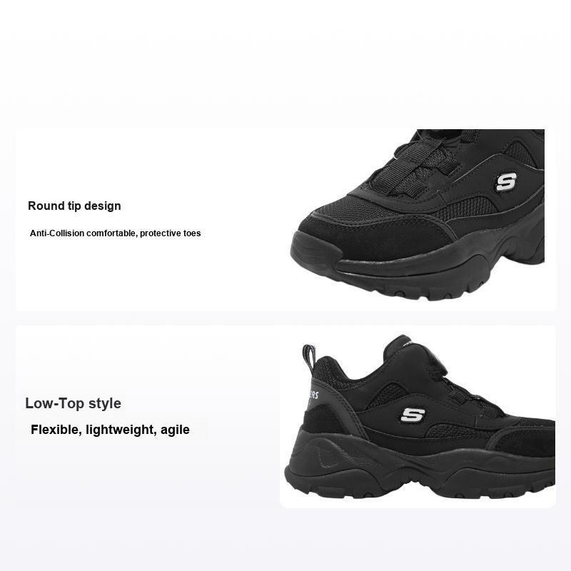 Skechers Sport Кнопка-Шнурок Амортизирующие Дышащие Низкие Повседневные Кроссовки Детские Черный 402247L-BLK 27.5