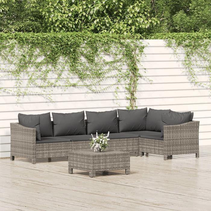 VidaXL Garden Lounge Set with Cushions 6 Pcs, Patio Furniture Set, Outdoor Furniture, Patio Sofa, Modern, 3187275