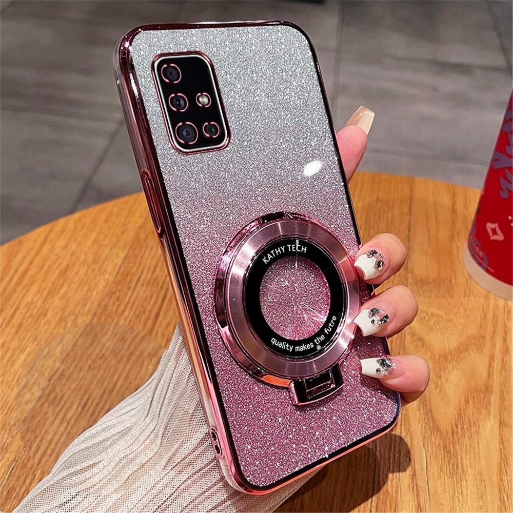 

Luxury Glitter Magnetic Bracket Case For Samsung Galaxy A51 A71 A31 A21S A20 A30 A50 A70 A7 2018 A20S Soft Silicone Phone Cover For Samsung A11