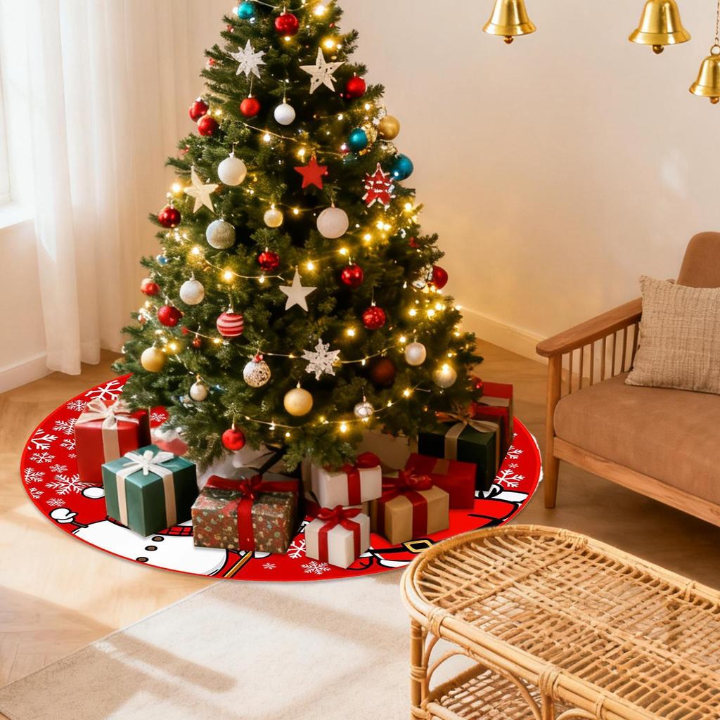 Small Christmas Tree Skirt 35inch Round Indoor Outdoor Winter Decor Holiday Christmas Tree Rug Skirt For New Year Home Dorm