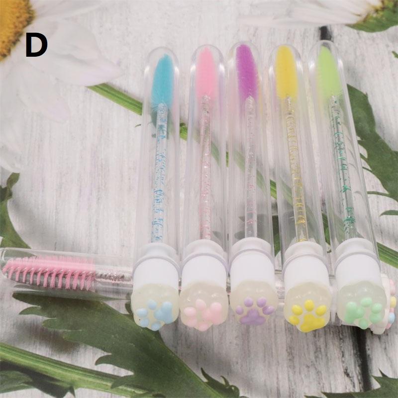 Cartoon Cat Paw Eyelash Brush Tube Disposable Mascara Wands Tube Reusable Lash Spoolies Brush Dustproof Cleaner Storage Tubes