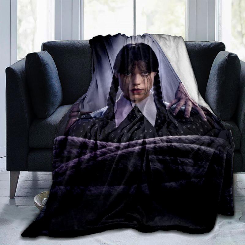 1pc Wednesday Addams in a dramatic pose print blanket soft bedding sofa bedroom home decor Christmas gift q100