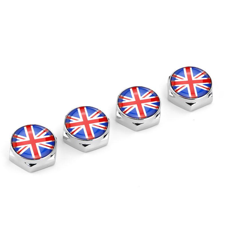 4Pcs USA Italy Germany British Flag Metal Screws License Plate Bolts For VW BM Aud Car Accessories