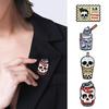 Halloween Badge Dark Gothic Style Skull Patten Milk Tea Shape Zinc Alloy Texture Brooch Versatile Clothing Accessory