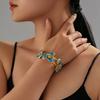 Elegant Enamel Flower Bracelet Versatile Use Open Cuff Bracelet Geometric Metal Bangle  Women
