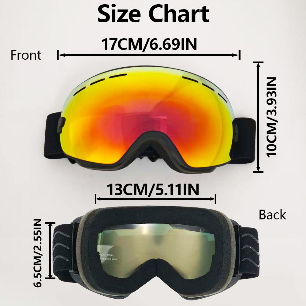 Ski goggles for men and women, anti-fog ski goggles, prescription-ready, double-layer large spherical goggles, mountaineering equipment, UV