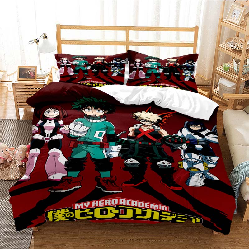 New Anime My Hero Academia Printed Bedding Set Duvet Covers Pillowcases Comforter Bedding Sets Bedclothes Bed Linen Home Textile