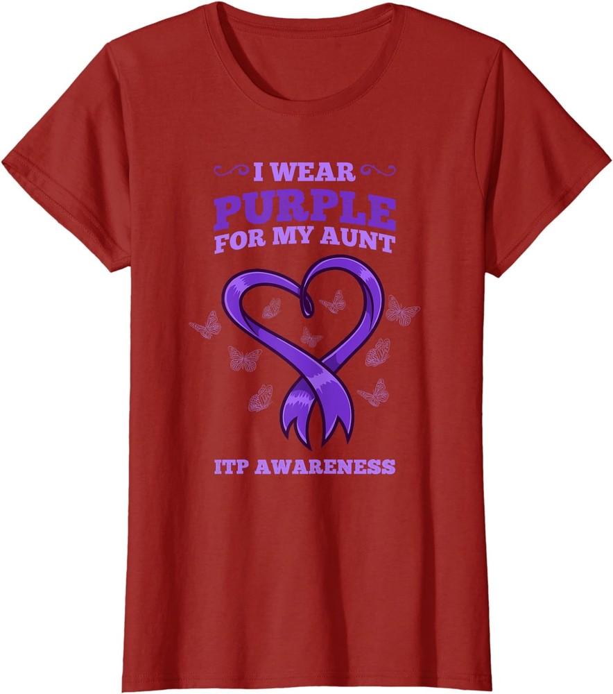 I Wear Purple For My Aunt ITP Awareness Fighting Ladies Crewneck T-Shirt Unisex T-Shirt S