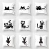 Skull Cat Black Home Decor Cushion Cover Naughty Sofa Car Decoration 45x45cm Pillowcase Square Polyester