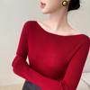 2025 Women's 100% Wool Seamless Slim Fit One-Shoulder Fine Knit Sweater, Machine Washable, 18 Gauge Yangzi Yarn