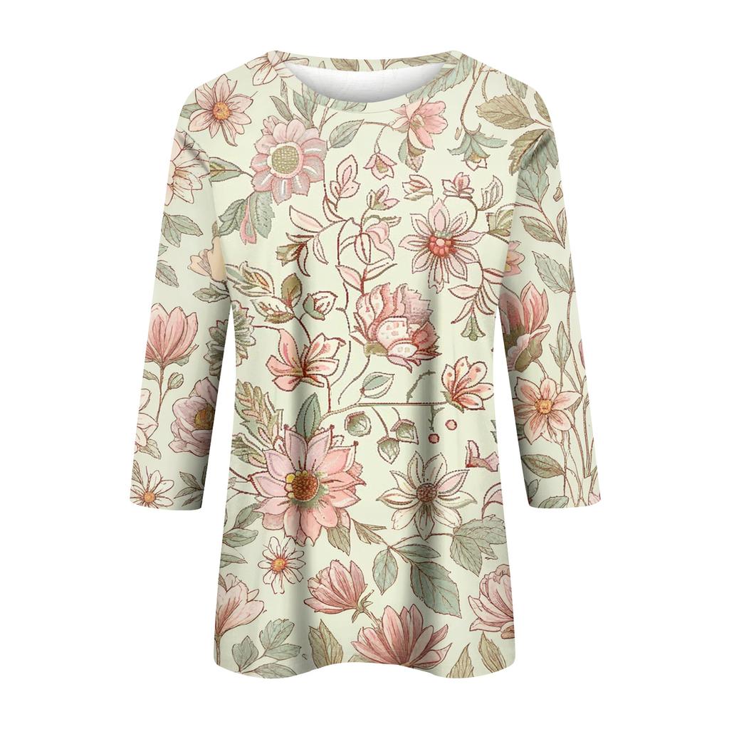 Women's 3/4 Sleeve Shirts Graphic Tees Shirts Casual Basic Tops Pullovers