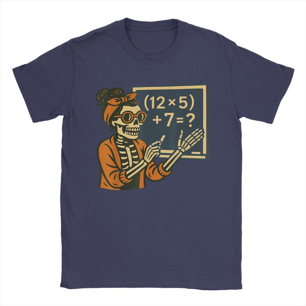 Novelty 67 Teacher Halloween Skeleton Six Seven Meme Brainrot Math T-Shirts for Men O Neck Cotton T Shirts  Tees Plus Size Tops