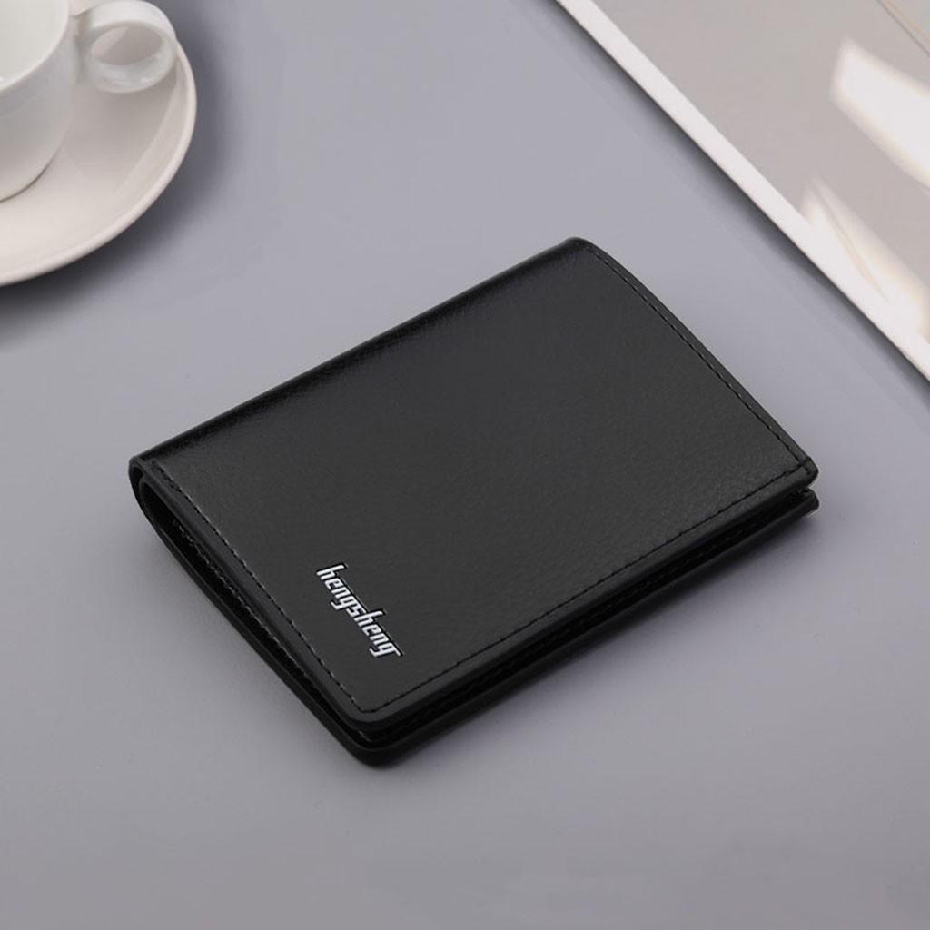 

Мужской кошелек Ультратонкий вертикальный кошелек для монет с несколькими картами Короткий кошелек в стиле ретро чёрный