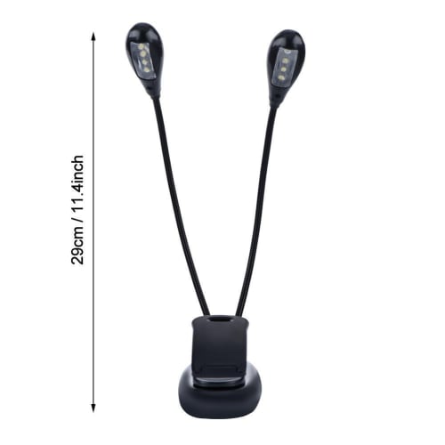 Music Stand Light, Clip-on Music Light with 6 LED Beads, Dual Adjustable, USB Rechargeable, Suitable for PC Work, Office, Bedroom, Desk, Reading, Musi