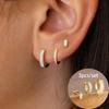 3PCS Trendy Round Circle Hoop Earrings Set for Women Tiny Stainless Steel Square Stud Cartilage Piercing Earring Wedding Jewelry