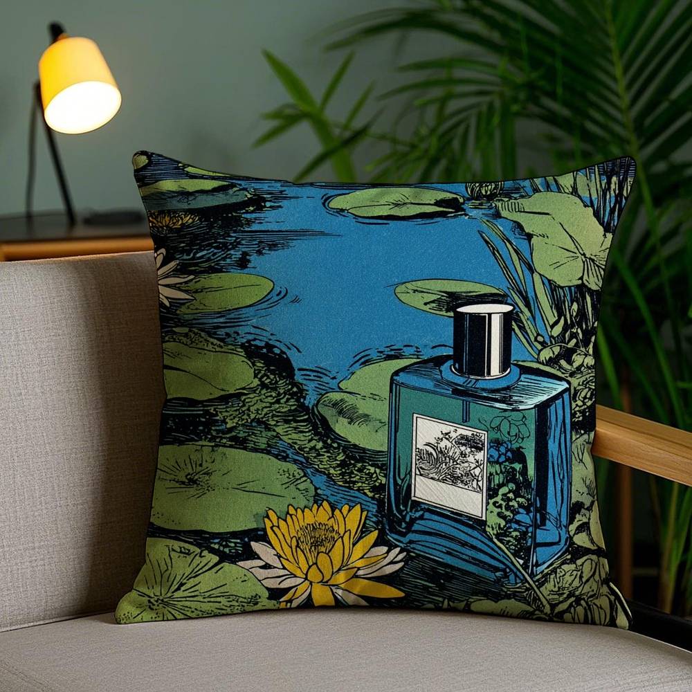 Luxury Perfume Illustration Pillow Case Office Sofa Dorm Chair Back Short Plush Double-sided Printing Home Cushion Cover