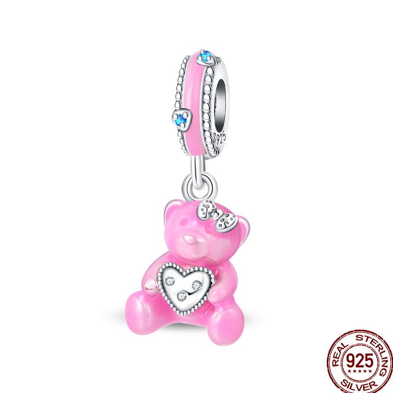 Copper Magician Circus Playing Cards Teddy Bear Charm Beads Suitable Fit Pan Original Bracelet Diy Jewelry