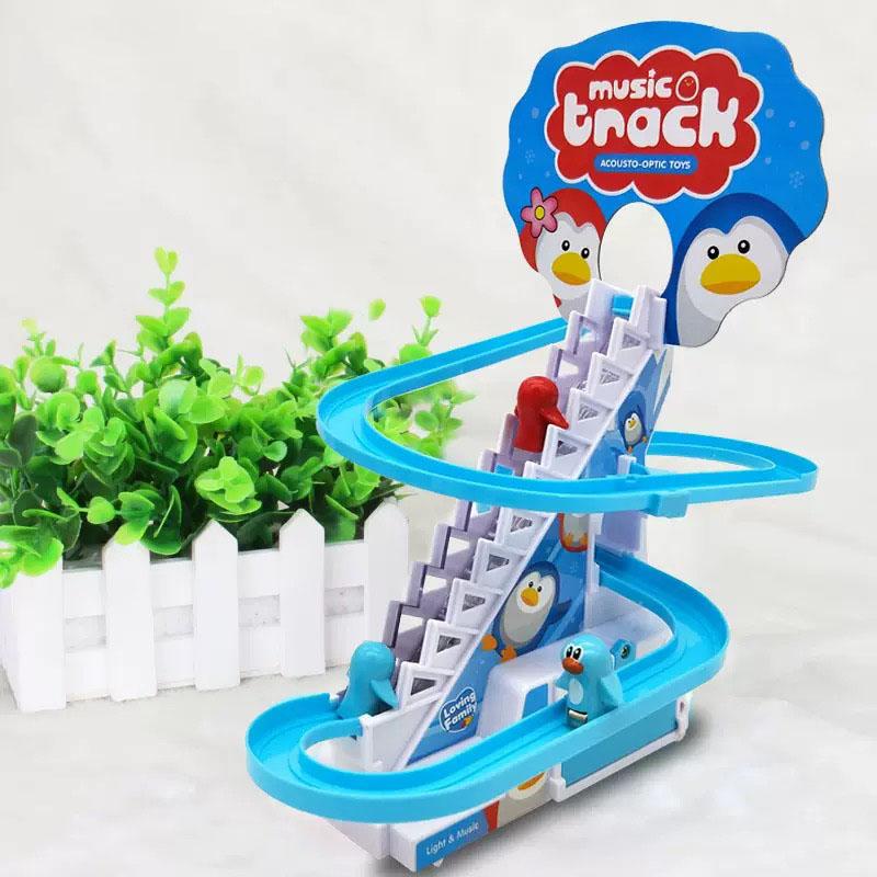 Treppensteigen Track Spielzeug Elektrische Ente DIY Rail Racing Track Achterbahn Spielzeug Set Unterhaltungsmusik Pädagogisches Spielzeug Für Kinder Geschenk