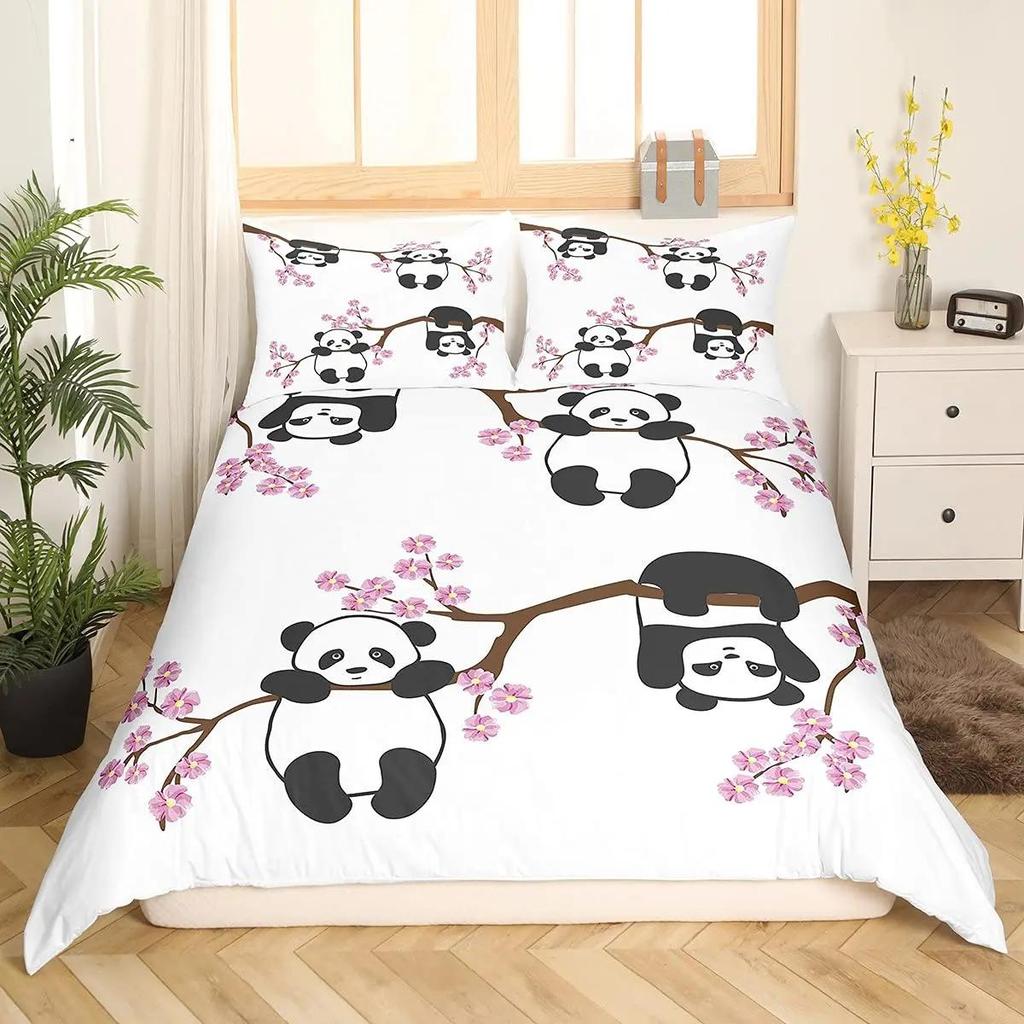 Panda Polar Bear Duvet Cover 3D Printed Animal Bedding Set, Single and Double Beds, Full Size Double Bed, Large Pillowcase Gift
