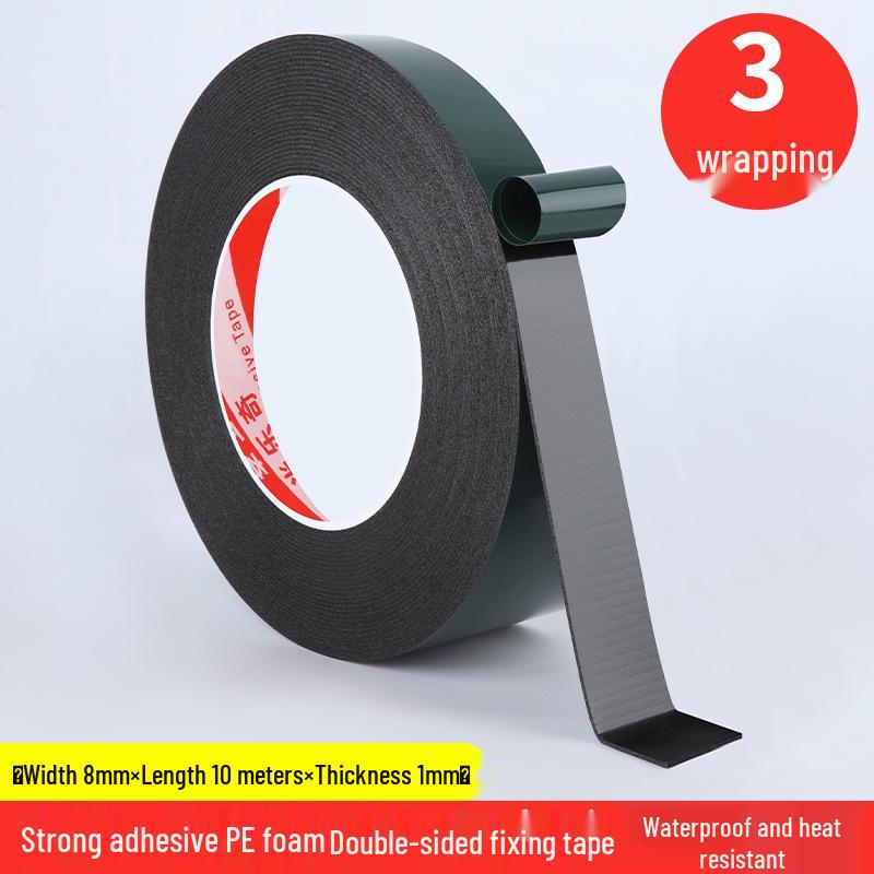 Green Film Double-Sided Tape: High-Temp Resistant, Strong Adhesive, Black Foam for Electrical & Hardware Repair.