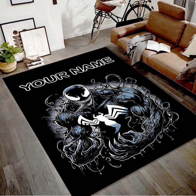 Custom Venom Mat Personalized Name, Polyester Washable Indoor Entryway Rug, Gift for Christmas, Easter, Thanksgiving Day