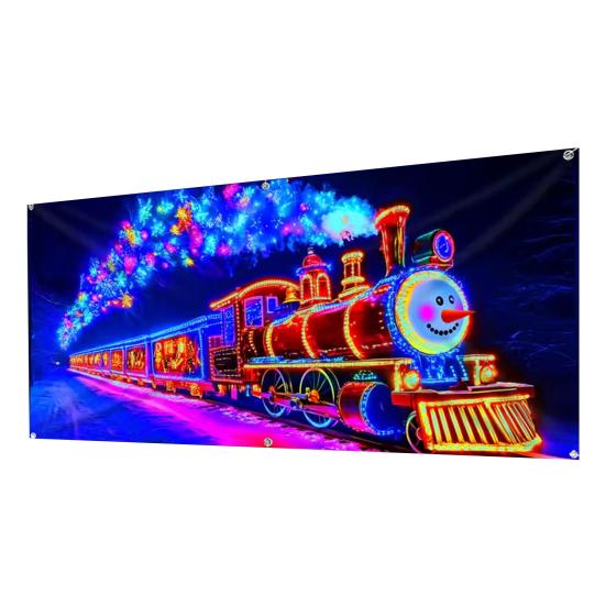 UV-aktivert julegarasjeportdeksel Fluorescerende 2D Flatt juleportbanner Opplyst høytidskartoonbakgrunn for jul Innendørs utendørs veggdekor