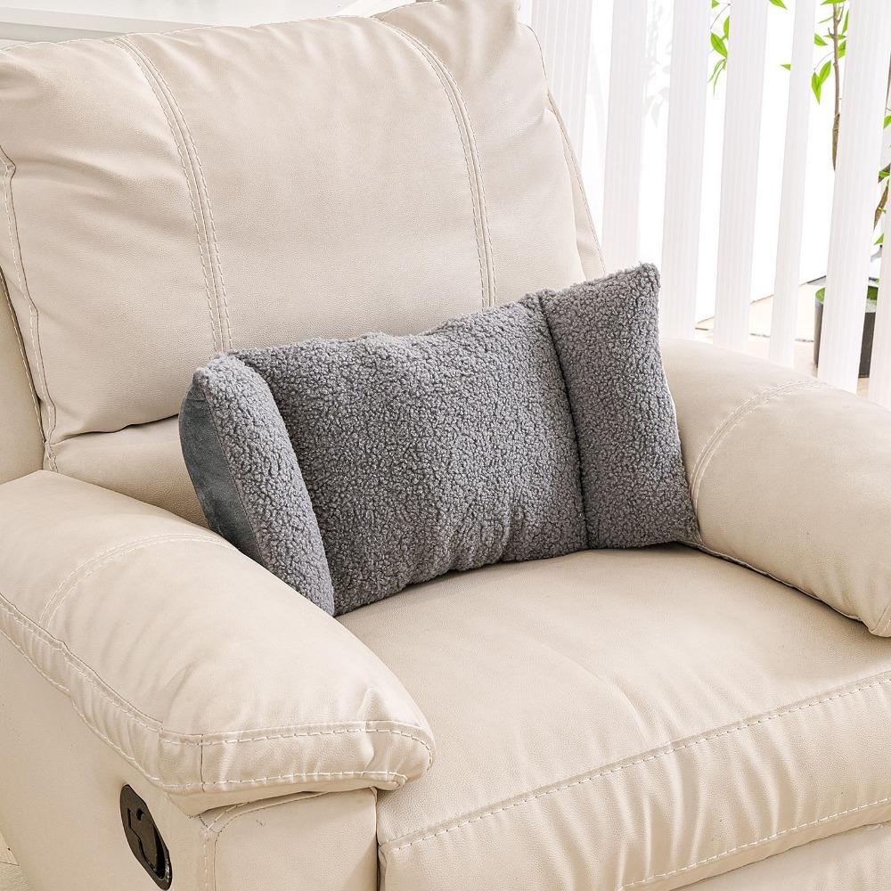 Simple Ergonomic 3-Segment Lumbar Pillow Soft Extended Waist Cushion Fleece Solid Color Car Seat Cushion Office Chair