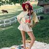 Women's Crew Neck Short Sleeve Tee Loose Fit Casual Strawberry Letter Print Cotton Oversized Basic Top