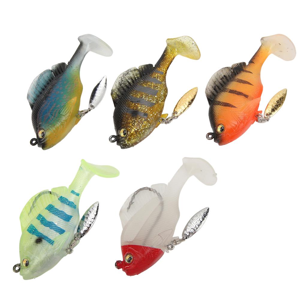 5pcs Soft Fishing Lures for Bass 18g 8cm Paddle Tail Swimbaits with Spinner Artificial Fishing Bait Lifelike Fishing Lures Kit