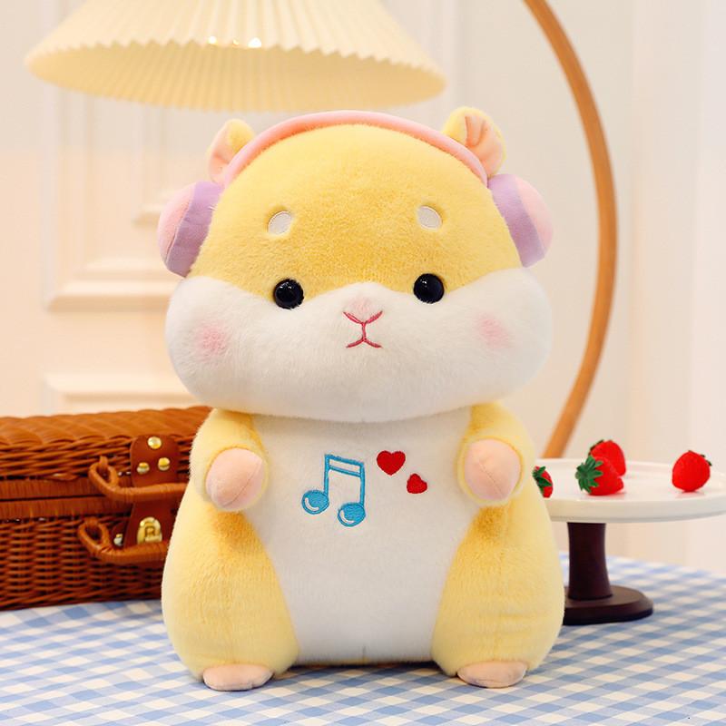

Little Squirrel Cute Plush Toy With Guitar And Headphone Decoration For Kid Gift 22cm жёлтый